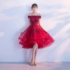 Vestido ZSQAW Cuello Apliques Hombro en Rojo Vino