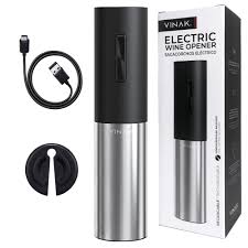VINAK Sacacorchos Eléctrico Recargable Inoxidable - Abrebotellas Eléctrico para Vino